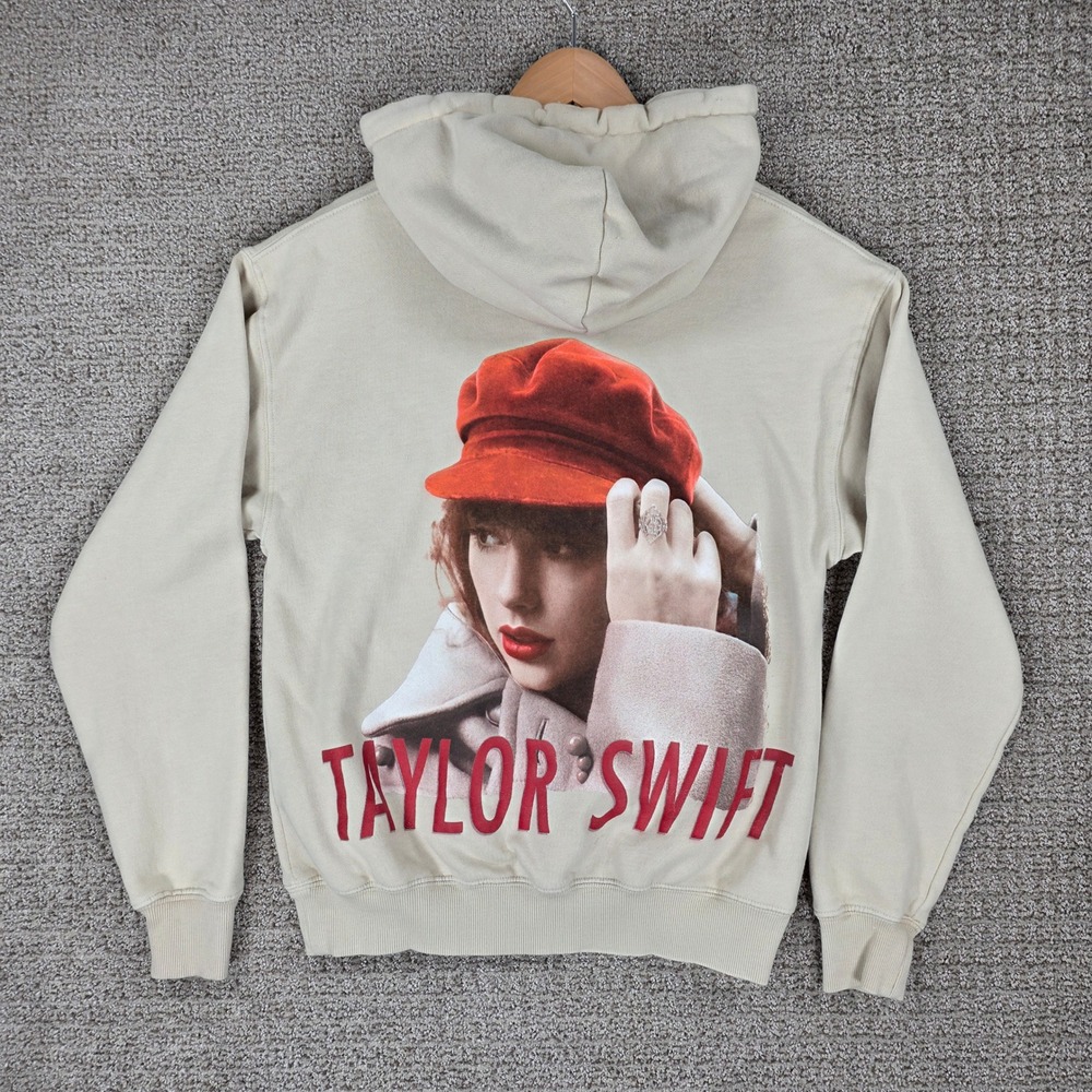 Taylor‎ Swift Red Taylors Version Hoodie XS Beige Pullover Album Cover Concert